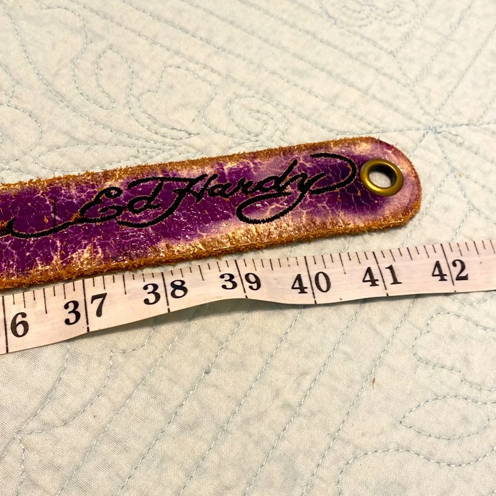 Ed Hardy Vintage Purple Belt with Gold Buckle - Picture 8 of 10